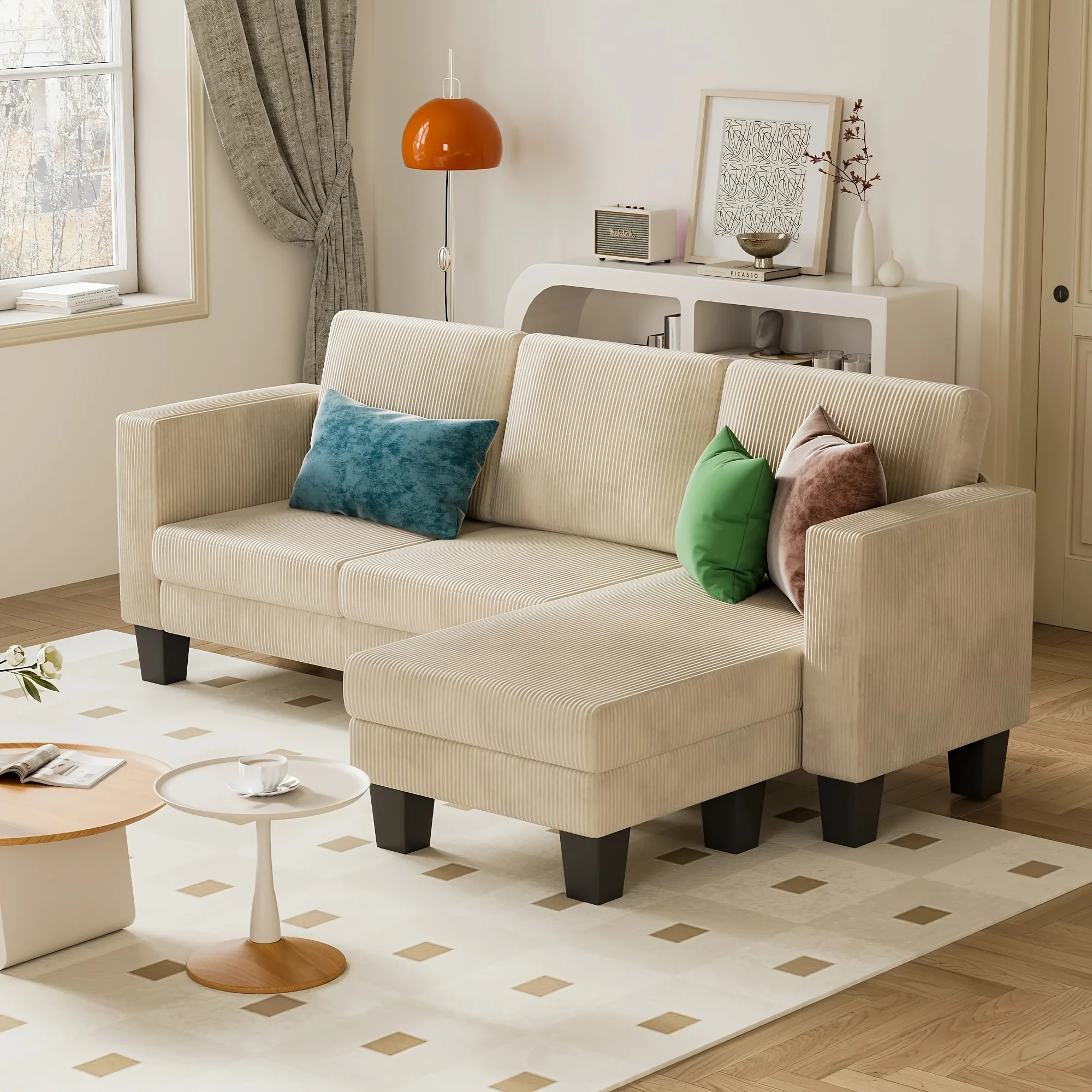 3 Seater Sofa Convertible Reversible Sofa Living Room Furniture Set Corduroy Local Warehouse