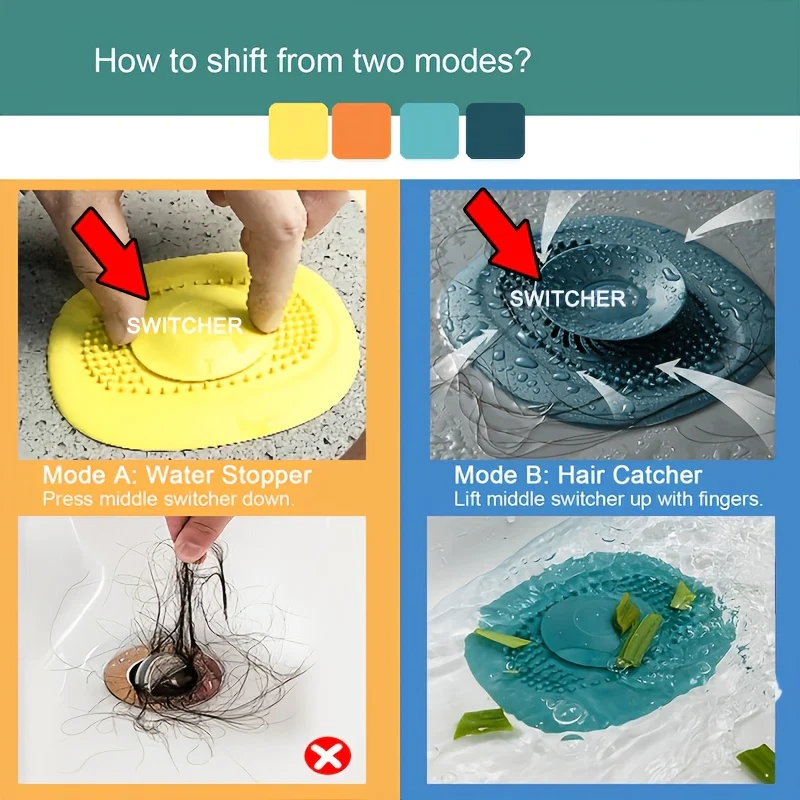 4pcs Ultra Fast Drain Set 4pcs Ultra Fast Silicone Floor Drain Set | Bathroom Accessories, Water Free, Easy Cleaning, with Hairball Catcher, Bath Plug, Sink Filter and Filter - Drain, Tap, Shower, Home and Garden Accessories